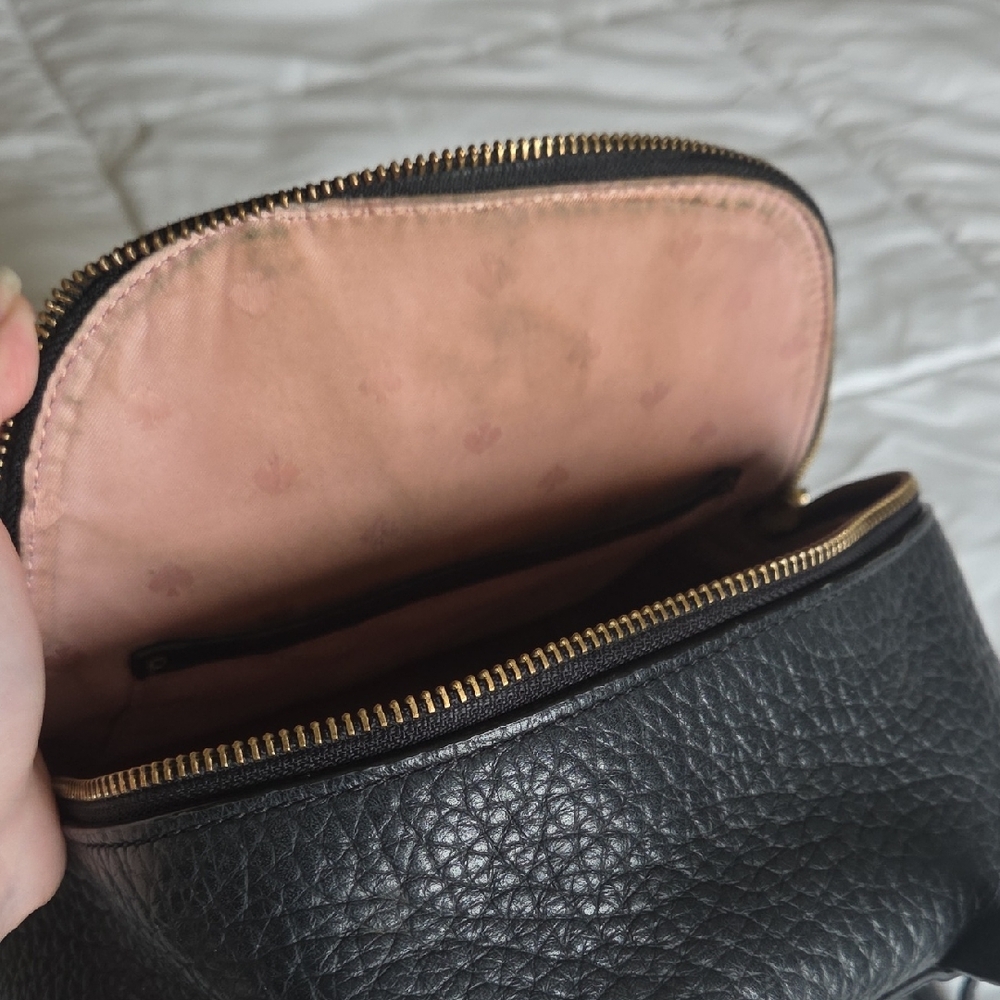 kate spade Black Pebbled Leather Mini Backpack with Gold Accents - Picture 2 of 5